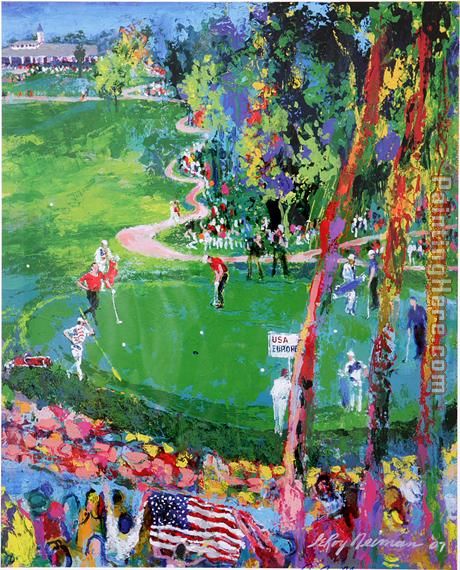 Ryder Cup detail painting - Leroy Neiman Ryder Cup detail art painting